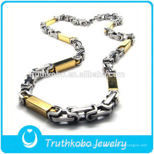 TKB-JN0046 Collier promotionnel en métal bicolore avec un collier en acier inoxydable de forme rectangle
